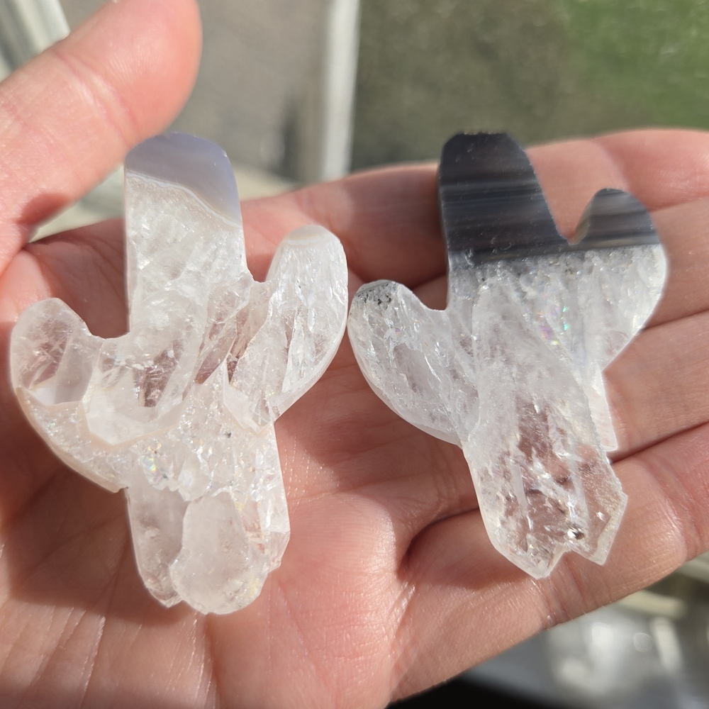 Two Quartz Agate Cacti